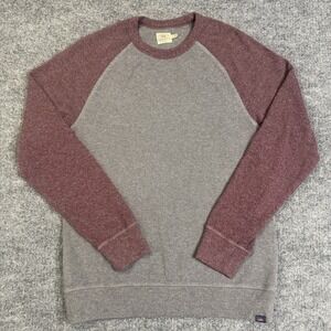 Faherty Sweatshirt Mens Small Gray Burgundy Raglan Crewneck Pullover